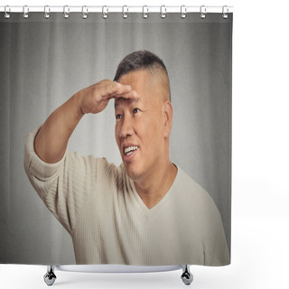 Personality  Man Searching Looking Far Away Into Future  Shower Curtains
