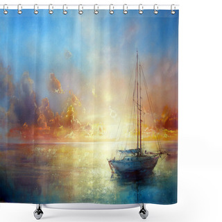 Personality  Seascape Pier Shower Curtains