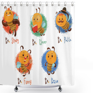 Personality  Set Of Bees Shower Curtains