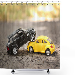 Personality  Close Up Of Toy Cars Crash Shower Curtains
