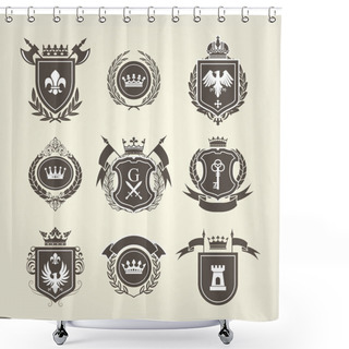 Personality  Coat Of Arms And Knight Blazons - Heraldic Shields Shower Curtains