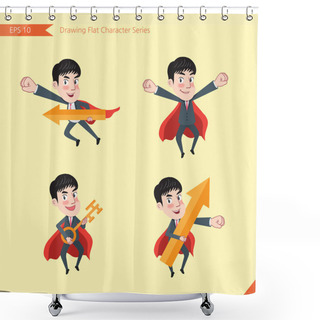 Personality  Set Of Drawing Flat Character Style, Business Concept Young Office Worker Activities - Rising, Hero, Solve Problem, Master Key Shower Curtains