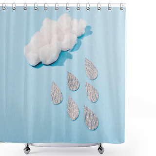 Personality  Cotton Candy Cloud With Glitter Raindrops On Blue Shower Curtains