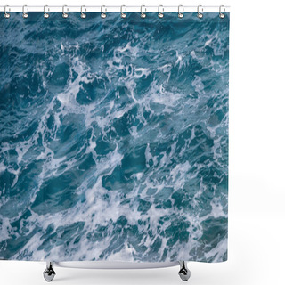 Personality  Ocean Water Background. Blue Sea Texture With Waves And Foam. Shower Curtains