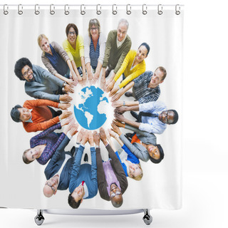 Personality  People And Globe Symbol Shower Curtains