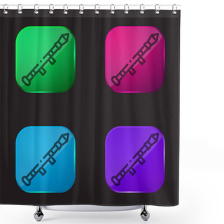 Personality  Bazooka Four Color Glass Button Icon Shower Curtains