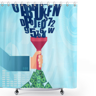 Personality  Vector Of A Businessman With Funnel Transforming Personal Data Information Into Money   Shower Curtains