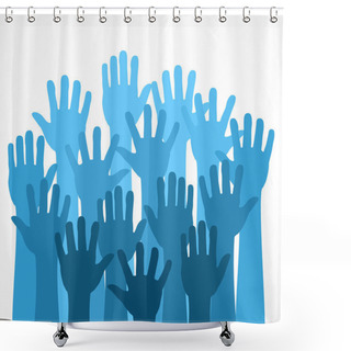 Personality  Raised Hands Shower Curtains