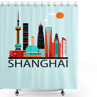 Personality  Shanghai City Postcard Shower Curtains