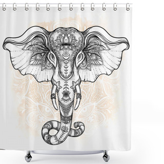 Personality  Beautiful Hand-drawn Tribal Style Elephant Over Mandala. Colorfu Shower Curtains