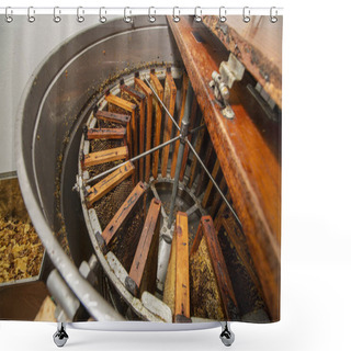 Personality  Close Up View Of The Inside Of A Rotating Honey Extraction Machine. Shower Curtains