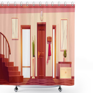 Personality  House Hallway Entrance Interior With Furniture Shower Curtains
