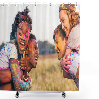 Personality  Multiethnic Couples At Holi Festival Shower Curtains