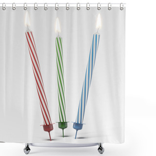 Personality  Three Colorful Birthdays Candles Shower Curtains
