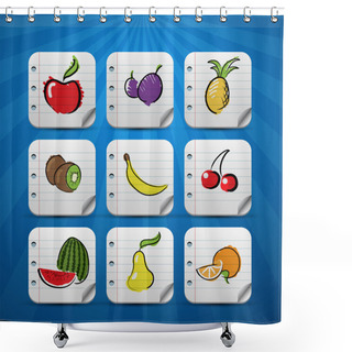Personality  Set Of Fruits And Vegetables Icons Shower Curtains