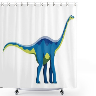 Personality  Cartoon Quaesitosaurus Dinosaur Character. Paleontology Lizard Or Monster, Prehistoric Dinosaur. Extinct Creature, Isolated Cretaceous Period Herbivore Animal Vector Funny Personage With Long Neck Shower Curtains