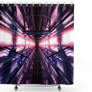 Personality  Science Fiction Corridor Illustration Shower Curtains