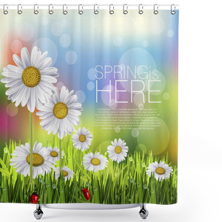 Personality  Spring Daisies With Ladybugs Shower Curtains