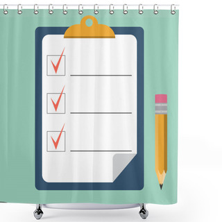 Personality  Clipboard With Checklist And Pencil Shower Curtains