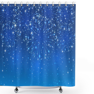 Personality  Firework On Blue Background Shower Curtains