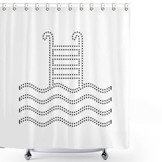 Personality  Swimming Pool Sign. Vector. Black Dotted Icon On White Backgroun Shower Curtains