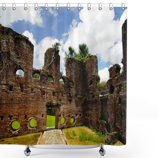 Personality  Ruins Of Zeeland Fort On The Island In Essequibo Delta, Guyana Shower Curtains
