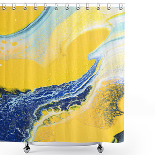 Personality  Abstract Texture With Yellow And Blue Acrylic Paint Shower Curtains
