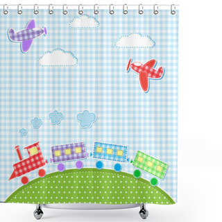 Personality  Aircrafts And Train Shower Curtains