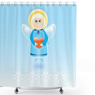 Personality  Vector Angel With Heart. Shower Curtains
