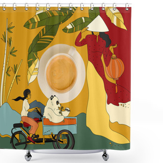Personality  Coffee With Colorful Chinese Theme Shower Curtains