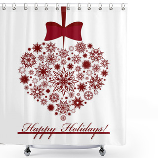 Personality  Vector Illustration Of A Christmas Heart Made With Snowflakes Is Shower Curtains