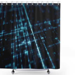 Personality  Abstract Blue Futuristic Background Of Information Technology Binary Digital Data Code 3d Illustration Shower Curtains