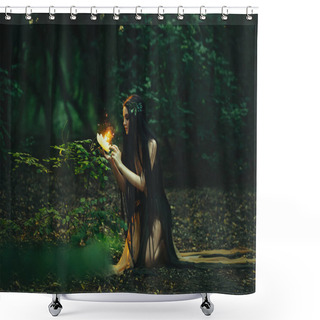 Personality  A Fabulous, Forest Nymph With Long Hair Shower Curtains