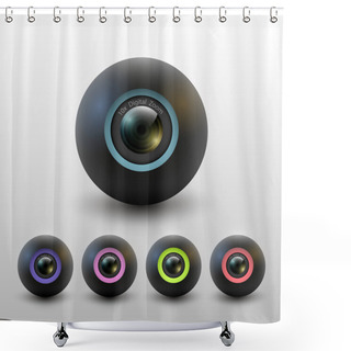 Personality  Camera Lenses. Raster Version.Vector Shower Curtains
