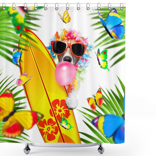 Personality  Summer Paradise Vacation Surfer Dog  Shower Curtains