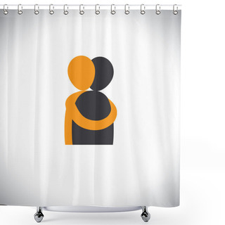 Personality  People Hug Each Other, Friends Embrace - Vector Graphic. Shower Curtains