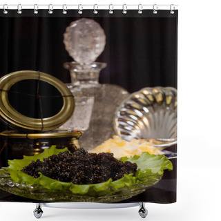 Personality  Track With A Dish Of Caviar And A Decanter Of Vodka Shower Curtains