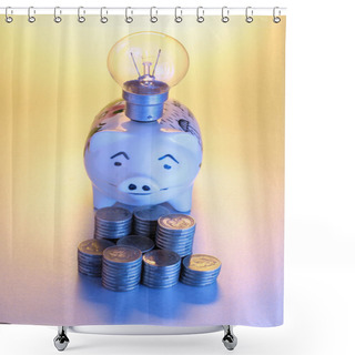 Personality  Piggy Bank And Lightbulb Shower Curtains