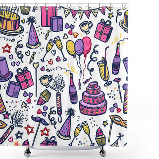 Personality  Birthday Party Time Seamless Pattern Shower Curtains
