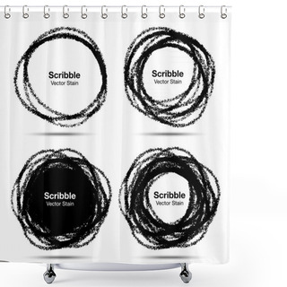 Personality  Set Of Hand Drawn In Pencil Scribble Circles Shower Curtains