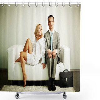 Personality  Couple On Sofa Shower Curtains