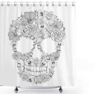 Personality  Skull From Flowers. Shower Curtains