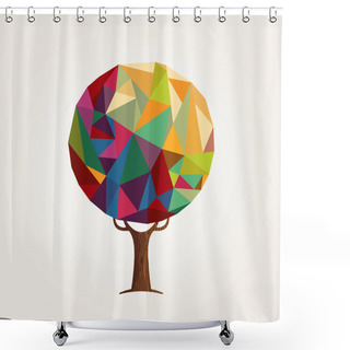 Personality  Tree Made Of Colorful Abstract Shapes. Vibrant Color Geometric Texture For Fun Conceptual Idea. EPS10 Vector. Shower Curtains