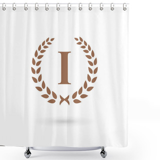Personality  Letter I Number One 1 Laurel Wreath Logo Icon Shower Curtains