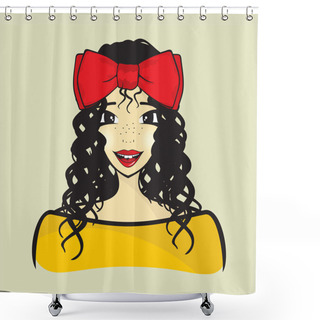 Personality  Curly Hair Girl Shower Curtains