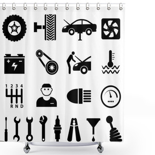 Personality  Car Maintenance And Repair Icons Shower Curtains