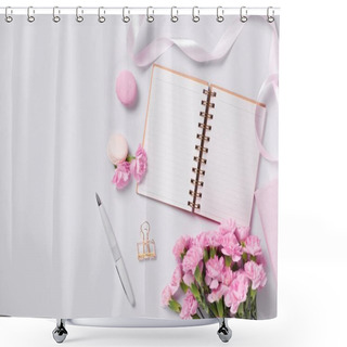 Personality  Mockup Planner Flat Lay. Accessory On The Table. View Top. Events And Party Desktop. Shower Curtains