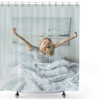 Personality  Young Woman In Bed Shower Curtains