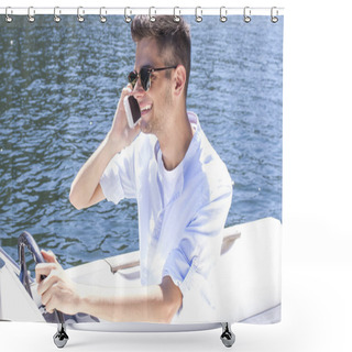 Personality  Man On The Yacht Shower Curtains
