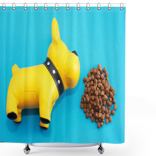 Personality  Yellow Toy Dog Eats Dry Animal Food Shower Curtains